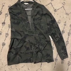 Camo waffle knit cardigan